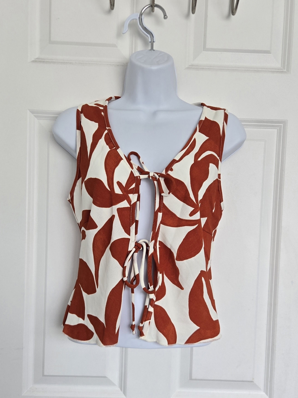 Rust Leaf Tie-Front Two-Piece Set - Picture 3 of 5